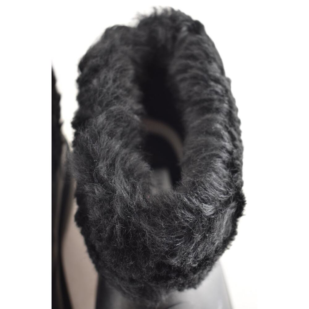 Chanel 24K Black Sheep Shearling Fur Rubber CC Low Top Short Ankle Rain Boots 42 - Picture 12 of 16